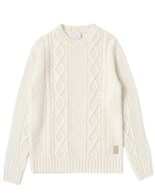 Eleventy Maglia avorio a trecce 4R9O60-W0093