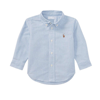 Polo Ralph Lauren Camicia In Cotone Oxford Celeste Per Neonato 320677133002