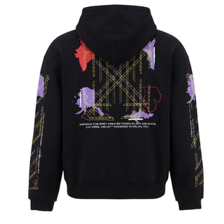 Off-White Felpa Nera Con Zip E Cappuccio 44MBE015F26F003001 Per Uomo