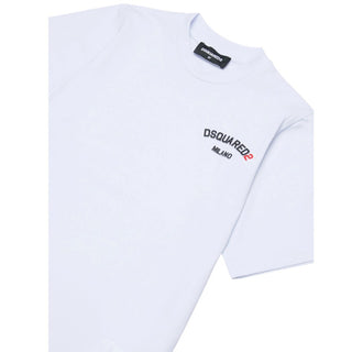 Dsquared2 T-shirt Bianca A Maniche Corte Con Logo DQ3169-D0AAP-DQ100