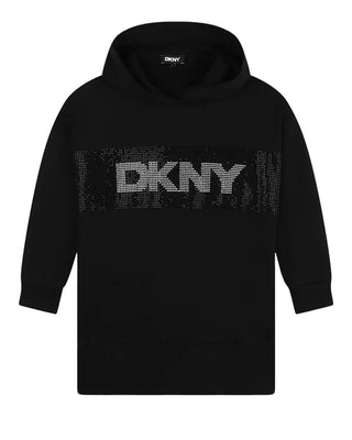 Dkny Abito nero in felpa con cappuccio D60256