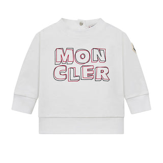 Moncler Felpa Girocollo Bianca In Cotone Con Logo L19518G00004/034