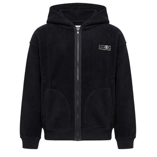 MM6 Maison Margiela Felpa Nera Con Zip E Cappuccio M61130-MM08S-M6900 Per Bambini