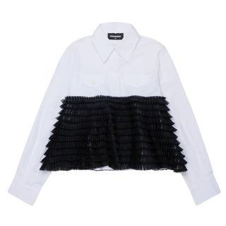 Dsquared2 Camicia Bianca A Manche Lunghe Con Volant DQ3464-D0AI4-DQ100 Per Bambina