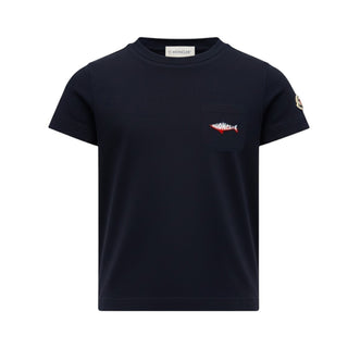 Moncler T-shirt A Maniche Corte Blu Navy Con Logo K19548C00030-778