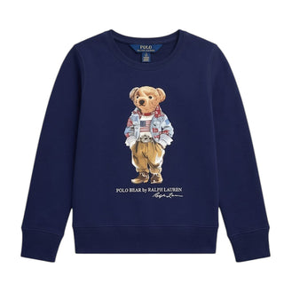 Polo Ralph Lauren Felpa Blu In Cotone Con Orsetto 313850652002 Per Bambino