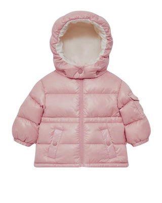 Moncler Giubbino Maire rosa con cappuccio e logo I29511A00038