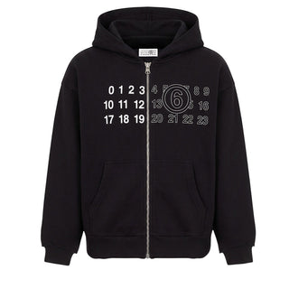 MM6 Maison Margiela Felpa Nera Con Zip E Cappuccio M61115-MM02X-M6900 Per Bambini