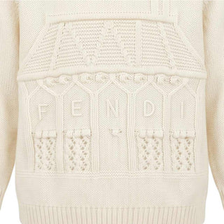 Fendi Maglia Avorio In Lana Con Motivo Traforato BFG108-AJ8Y-F0WC4 Per Neonati