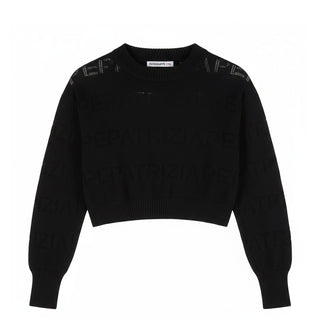 Patrizia Pepe Maglia Girocollo Nera Con Logo Punzonato 7K0077/K303-K103