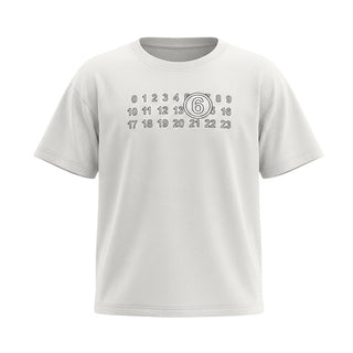 MM6 Maison Margiela T-shirt Bianca In Jersey Con Stampa M61117-MM02Y-M6102 Per Bambini