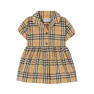 Burberry Vestina Con Pantaloncini Bloomer In Cotone Check 8126411 Per Neonata
