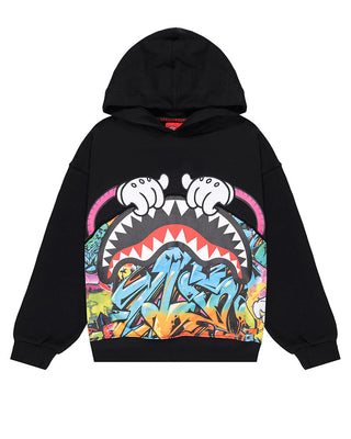 SPRAYGROUND Felpa nera in cotone con stampa SPY1237G