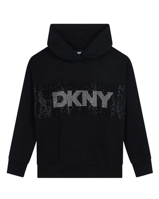 Dkny Felpa nera con cappuccio e logo D60242