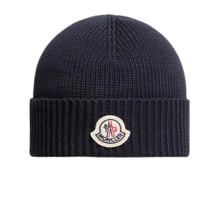 Moncler Cappello Blu Navy A Costine Con Patch Logo L19513B00006/742