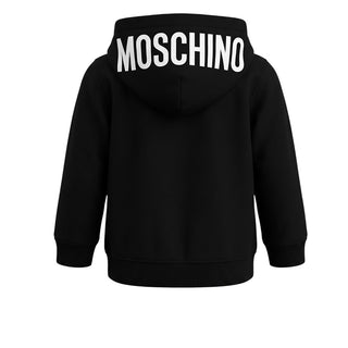 Moschino Felpa Nera Con Zip E Cappuccio MUF02H Per Neonati