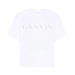 Lanvin T-shirt Bianca Con Logo Glitterato Per Bambine N30335/10P