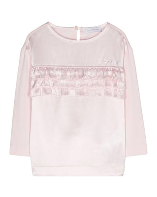 Monnalisa T-shirt in tessuto satinato a maniche lunghe 17D602