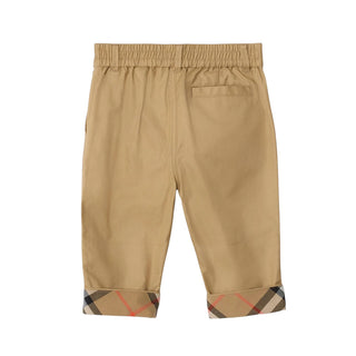Burberry Pantaloni Beige In Twill 8133472 Per Neonato