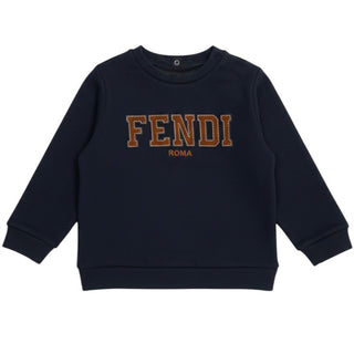 Fendi Felpa Blu In Cotone Con Logo BMH087-5V0