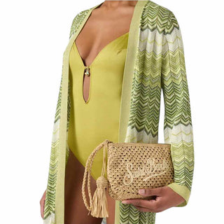 Mc2 Saint Barth Pochette In Rafia Intrecciata Naturale Con Logo Ricamato RAFP001/00878L