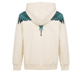 Marcelo Burlon Felpa Avorio Con Zip E Cappuccio F6CMJUZH131-412 Per Bambini
