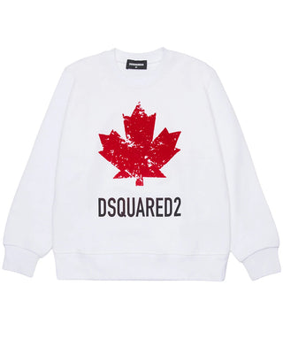 Dsquared2 Felpa in cotone bianca con stampa DQ3005 D00ZF