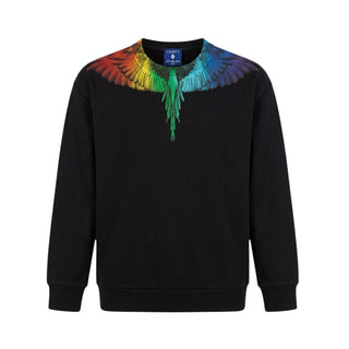 Marcelo Burlon Felpa Nera Con Stampa Aquila Per Bambini S6CMJBSW031-110