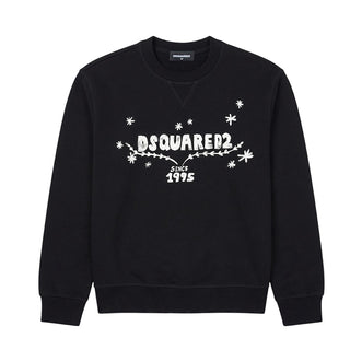 Dsquared2 Felpa Girocollo Nera Con Logo DQ3444-D0AJ2-DQ900 Per Bambina