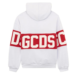 GCDS Felpa Bianca Con Cappuccio E Logo Z0UKQE583F004/100R