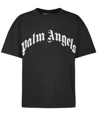 Palm Angels T-shirt nera in jersey con logo PMAA109F25JER0031003