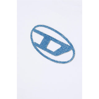 Diesel T-shirt Bianca In Jersey Con Oval D Per Bambini J02590-0GRAI-K100