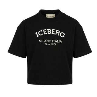 Iceberg T-shirt Nera A Maniche Corte Per Bambina TSICE6161B-V3
