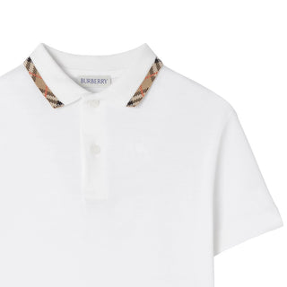 Burberry Polo Bianca In Piqué 8126318 Per Bambino