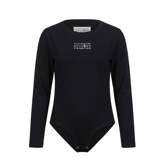 MM6 Maison Margiela Body Nero In Jersey Con Logo M60911-MM06L-M6900 Per Bambina
