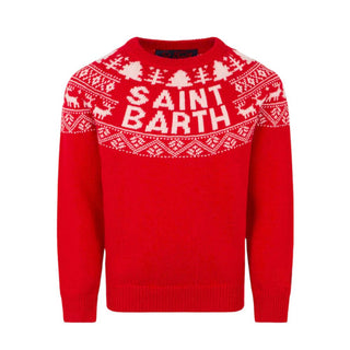 Mc2 Saint Barth Maglia rossa in lana con motivo nordico PRC001-00908C
