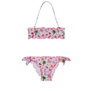 Mc2 Saint Barth Bikini Emy A Righe Con Stampa Funny EMY0001/03374L Per Bambina