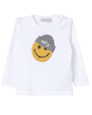 Manuel Ritz T-shirt bianca in jersey da neonato MR2812