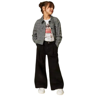 TWINSET Jeans Gamba Larga In Denim Nero 262GJ2240 Per Bambina
