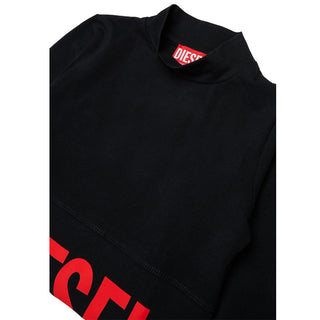 Diesel T-shirt Cropped Nera Con Logo J02935-KYA0L-K900 Per Bambina