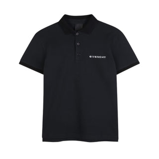 Givenchy Polo Nera In Piqué Per Bambino H31121/09B
