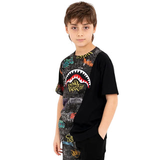 SPRAYGROUND T-shirt Nera Con Stampa SPY1545 Per Bambini