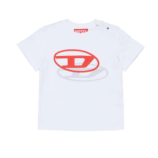 Diesel T-shirt bianca a maniche corte con Oval D K00765-0GRAI-K100