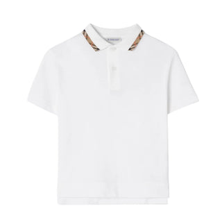 Burberry Polo Bianca In Piqué 8126318 Per Bambino