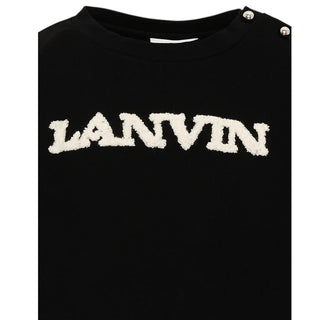 Lanvin Felpa Girocollo Nera Con Logo N30402/09B Per Bambina