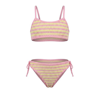 Mc2 Saint Barth Costume Jaiden In Tessuto Crinkle A Righe JAI0007/03925L Per Bambina