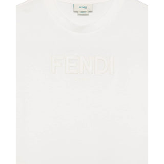 Fendi T-shirt bianca in jersey con logo frontale JUI202/7AJ