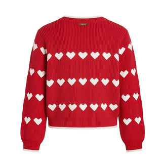 TWINSET Cardigan Rosso Con Disegno Jacquard A Cuori 262GB3033 Per Bambina