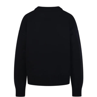 Amis Paris Maglia girocollo nera in lana con Coeur UKS838.018N