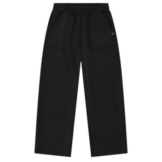 Please Pantaloni dritti neri in felpa con placca logo FJ20172G78J